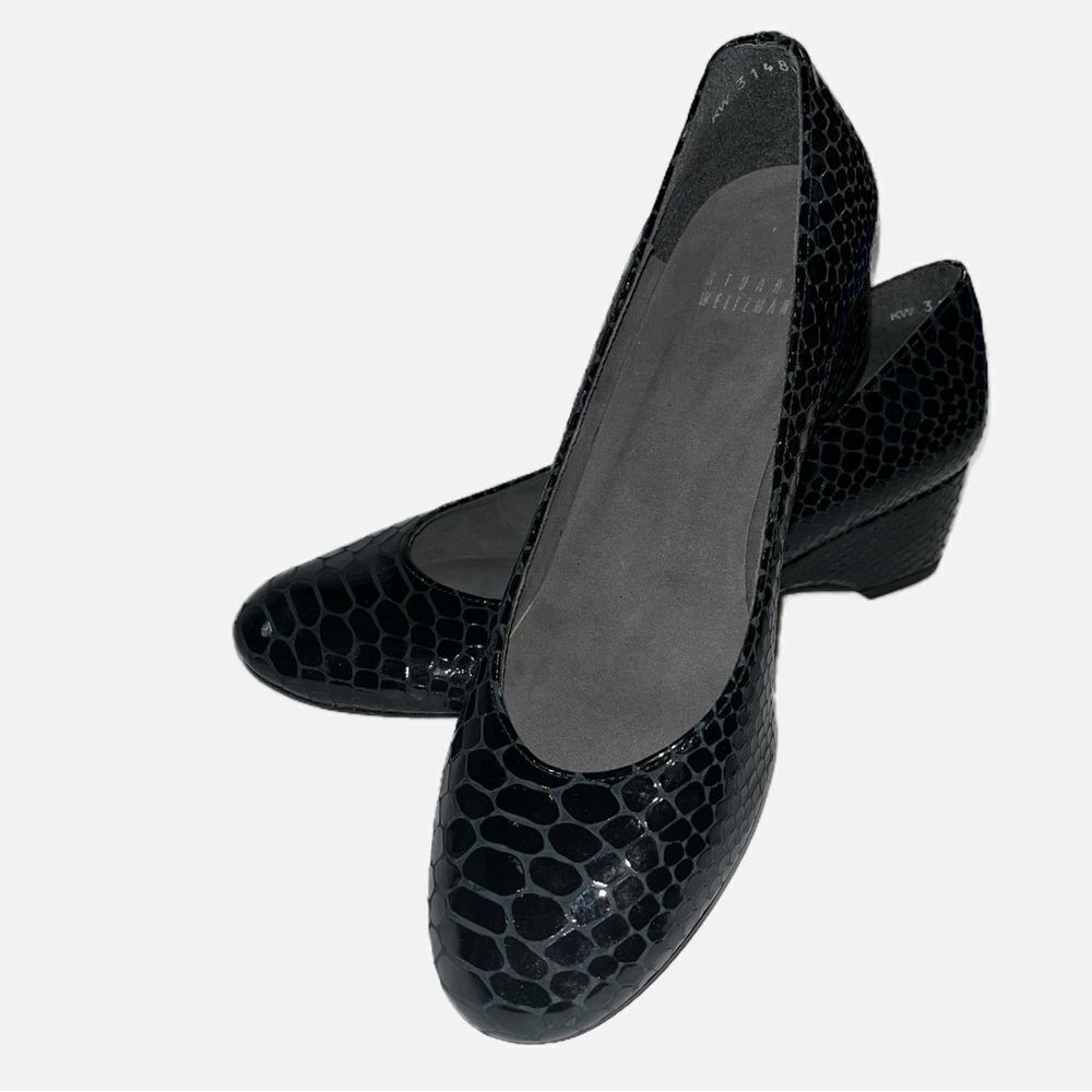 Stuart Weitzman / Snake Embossed Patent Leather P… - image 1